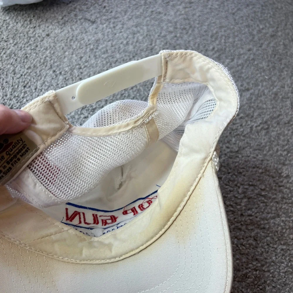 vtg Top Gun trucker hat mens Cream Mesh Adjustable cap snapback 90s 80s - Picture 9 of 9